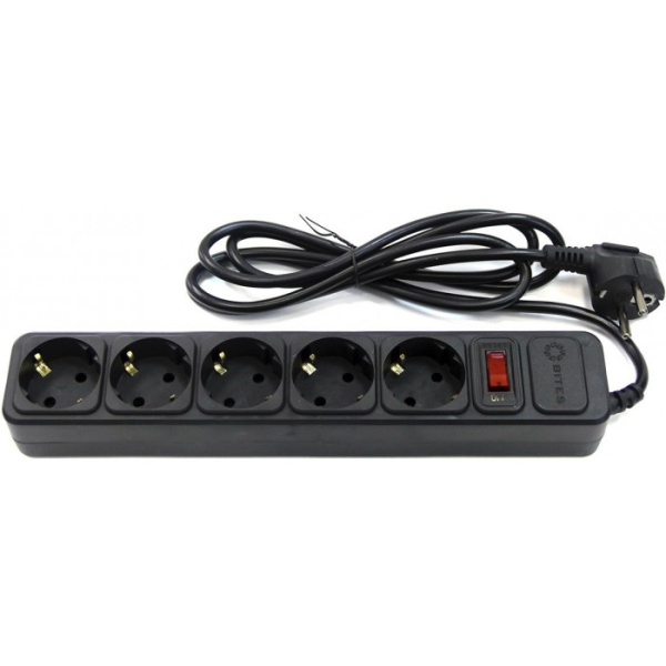 Сетевой фильтр 5bites SP5B-118 5S, 3х0.75мм2, 1,8м, черный